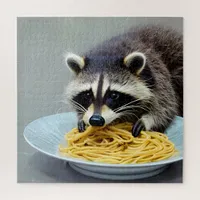 Raccoon Eating Spaghetti Jigsaw Puzzle