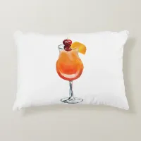 Watercolor Tequila Sunrise Cocktail Decorative Pillow