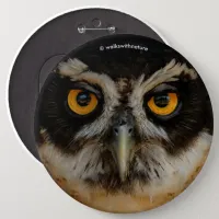 Mesmerizing Golden Eyes of a Spectacled Owl Pinback Button
