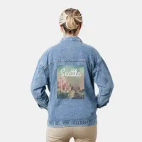 Dreamy Seattle Skyline and Space Needle Denim Jacket