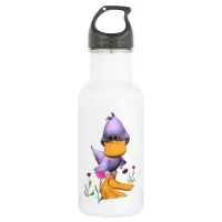 Cute and Shy Purple Cartoon Duck Water Bottle