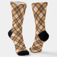 Brown Green Red White Checkered Pattern Socks