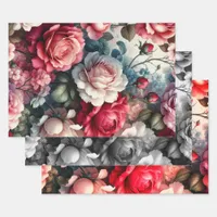 Timeless Rose Floral Charm Wrapping Paper Sheets