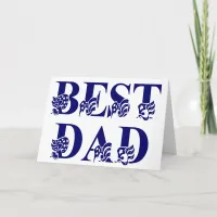 Best Dad with Flags Blue Text Card