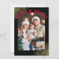 Merry and Bright Modern Christmas Photo Holiday Card