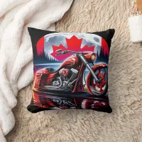 Riding under the Canadian night sky with pride Throw Pillow