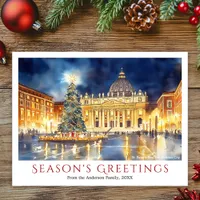 Watercolor St. Peter's Basilica Vatican Christmas Holiday Postcard