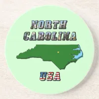 North Carolina Map and Text Sandstone Coaster