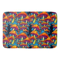 Psychedelic Retro Trippy Mushrooms Bath Mat