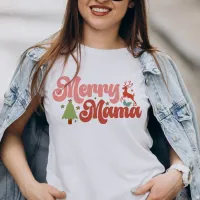 Merry Mama Retro Groovy Christmas Holidays Tri-Blend Shirt