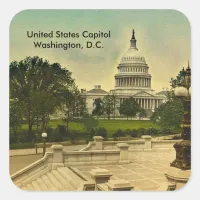 United States Capitol from Library Steps Date 1898 Square Sticker
