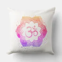 *~* OM Symbol Cotton Lotus Flower Mandala Throw Pillow