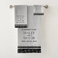 Elegant 11th Steel Wedding Anniversary Bath Towel Set