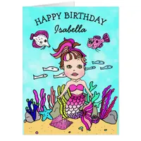 Jumbo Sized Mermaid Happy Birrthday Personalized Card