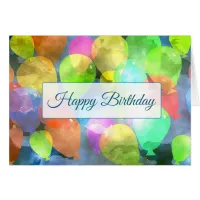 Happy Birthday Watercolor Balloons Card