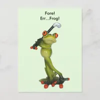 Frog Figurine Golfer Postcard