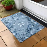 Blue Ocean Coastal Monogram Sea Life Doormat