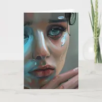 Women's Sad Face | Crying Blank Card