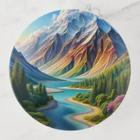 Colorful Pacific Northwest Inspired Mountains Trinket Tray