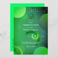 Green and Black Geometric Virtual Graduation Party Invitation