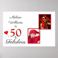 50 and Fabulous Name Two Photos 50th Birthday LG Poster