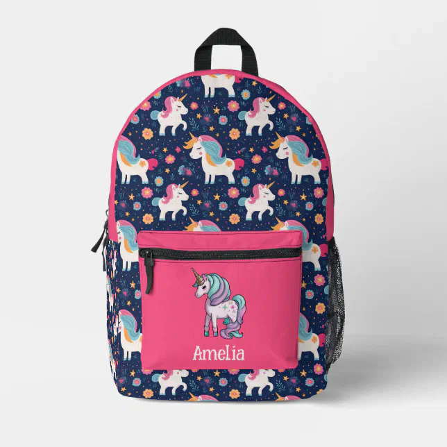 Cute Blue & Pink Unicorn Pattern Backpack