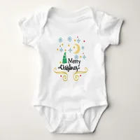 Stars, Moon, Snowflakes, and Merry Christmas, ZSSG Baby Bodysuit