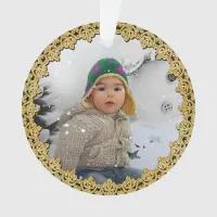 Gold Bordered Personalized Christmas Ornament