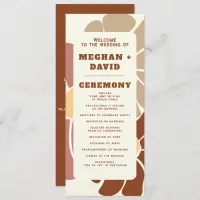 Terracotta Retro Groovy Boho Chic Floral Wedding Program