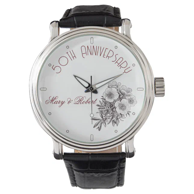 Flourished 50th anniversary - personalized  watch