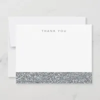 Faux Silver Glitter Thank You Card