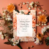 Peach Fuzz Floral Wedding Invitation