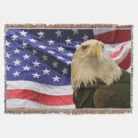 American Bald Eagle and Flag Throw Blanket