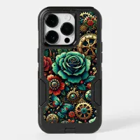 Beautiful Steampunk Themed Gears and Roses OtterBox iPhone 14 Pro Case