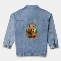 Majestic bear engaging in delightful honey denim jacket