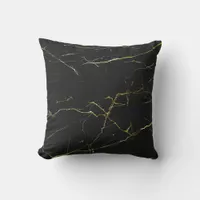 Abstract Gold and Black Marble Throw Pillow