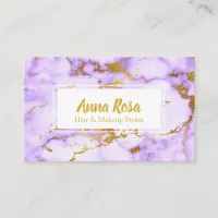 *~* Chic Gold Purple Marble Makeup Popular Business Card