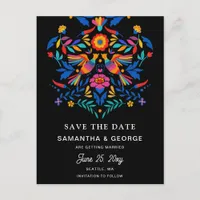 Mexican Birds Otomi Floral Fiesta Save The Date Announcement Postcard