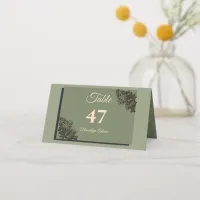 Luxury Modern Sage green & gold faux metallic Place Card