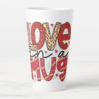 Glam Glitter Gold Red Luxe Love Valentines  Latte Mug