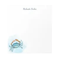 Blue Crab Watercolor Ocean Personalized Notepad