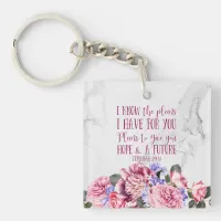 Christian Bible Verse Vintage Floral Marble Photo Keychain