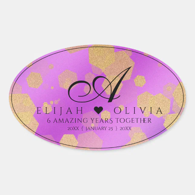 6th 33rd 47th 48th Amethyst Wedding Anniversary Oval Sticker