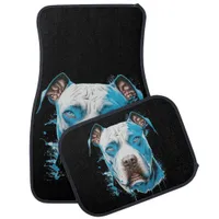 White Pitbull with Blue Eyes Car Floor Mat