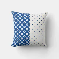 Blue and White Split Polka-Dotted Throw Pillow