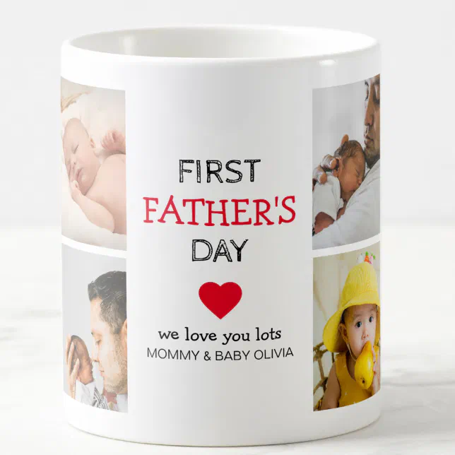 Simple First Father's Day Picture Collage | Daddy Coffee Mug