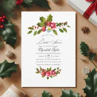 Elegant Holly and Ivy Christmas Bridal Shower Invitation