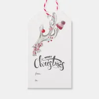 Cute watercolor Winter Deer Antlers Christmas Gift Tags