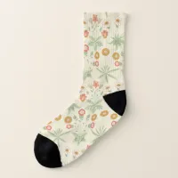 William Morris Daisy Flower Vintage Pattern Floral Socks