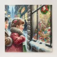 Children Looking into a Christmas Window Holiday Jigsaw Puzzle